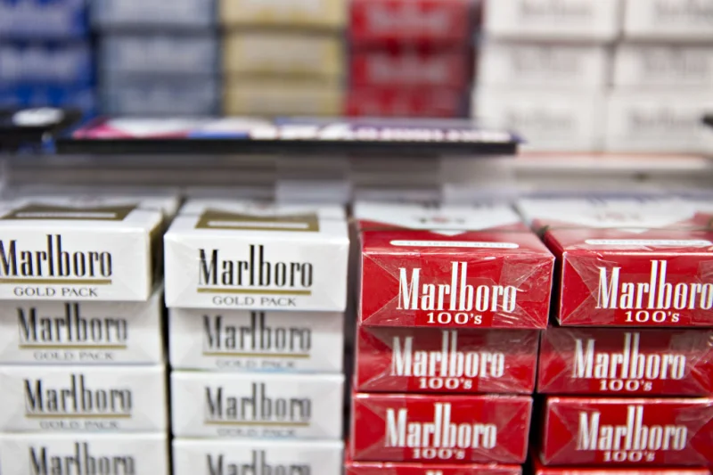Marlboro brand cigarettes are displayed for sale at a gas station in Tiskilwa, Illinois on July 12, 2017. Daniel Acker/Bloom